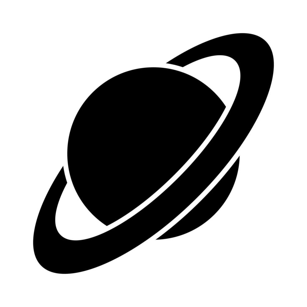 Saturn, black and white silhouette illustration of planet with ringound vector