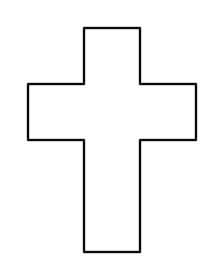 Christian cross, black and white silhouette illustration of thick religious Latin cross shapee background vector