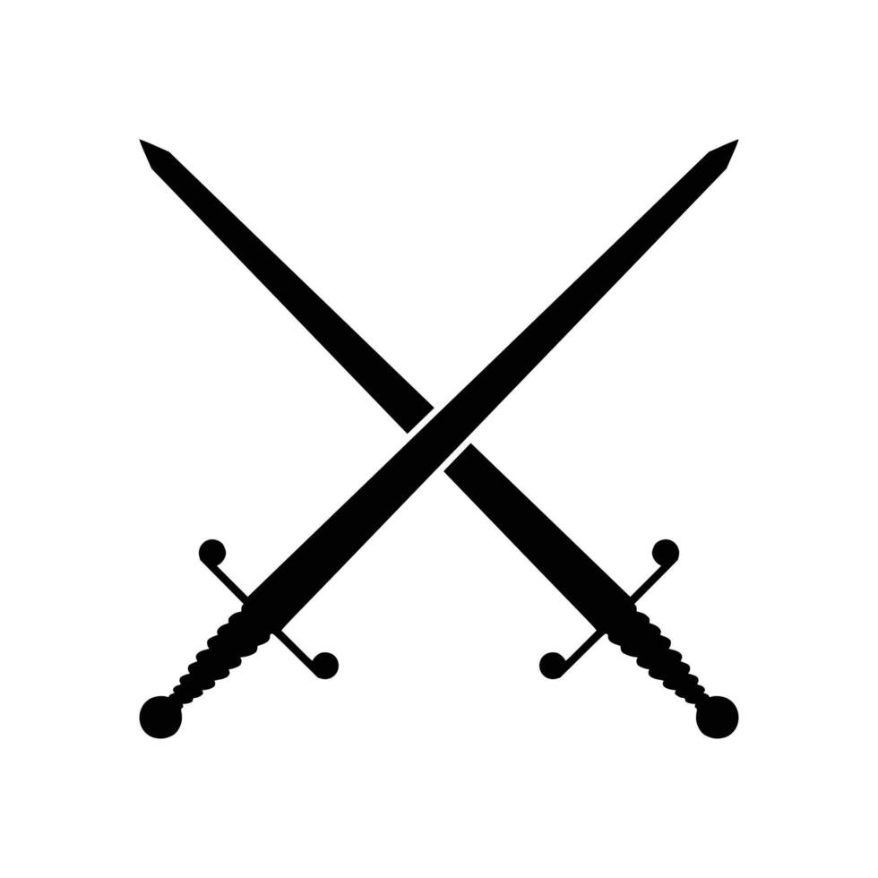 Two Crossed Medieval Swords Silhouette Artwork vector