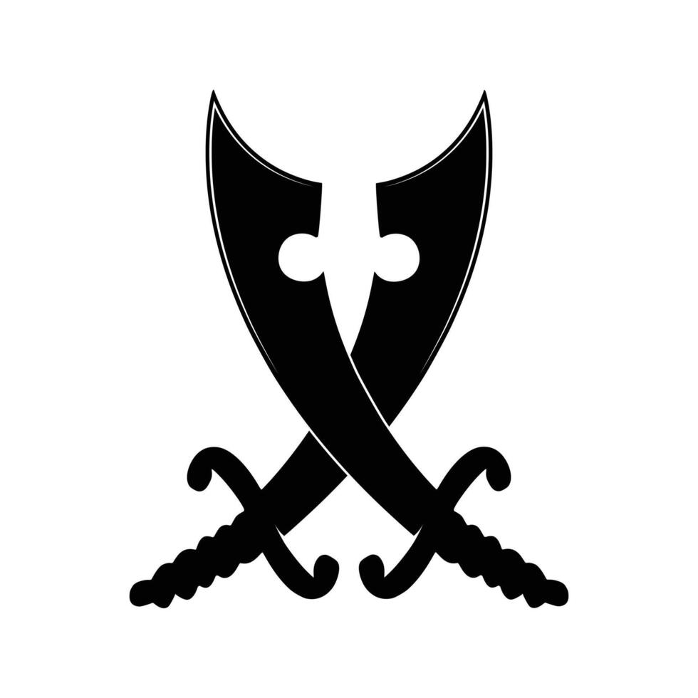 Crossed blade saber scimitar icon vector