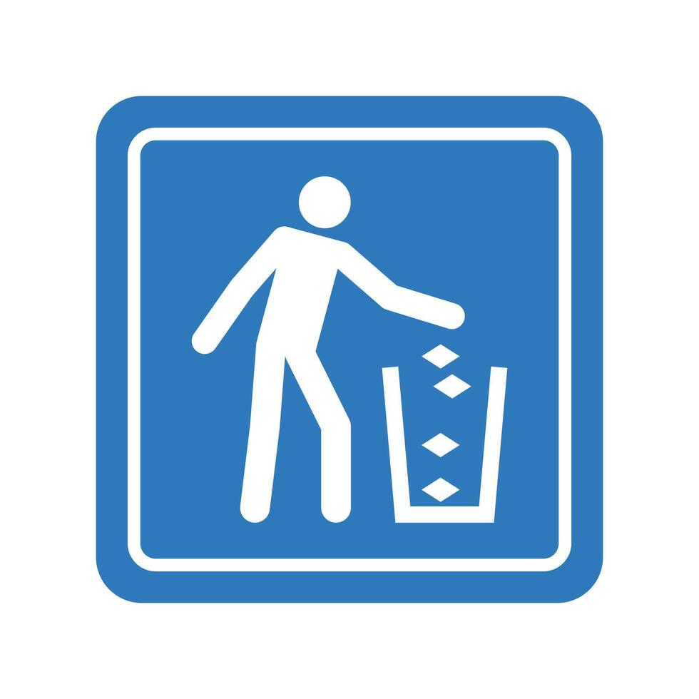 Place Trash In Bin Sign vector