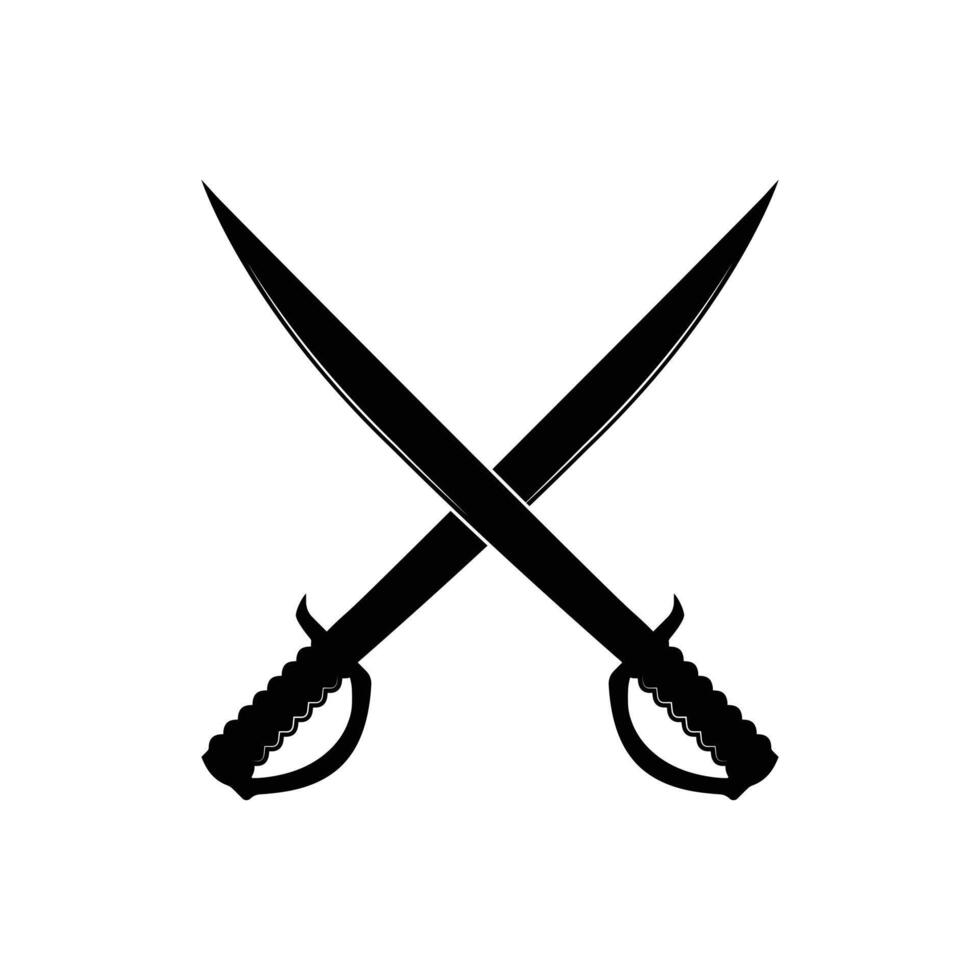 Traditional crossed saber weapon icon vector