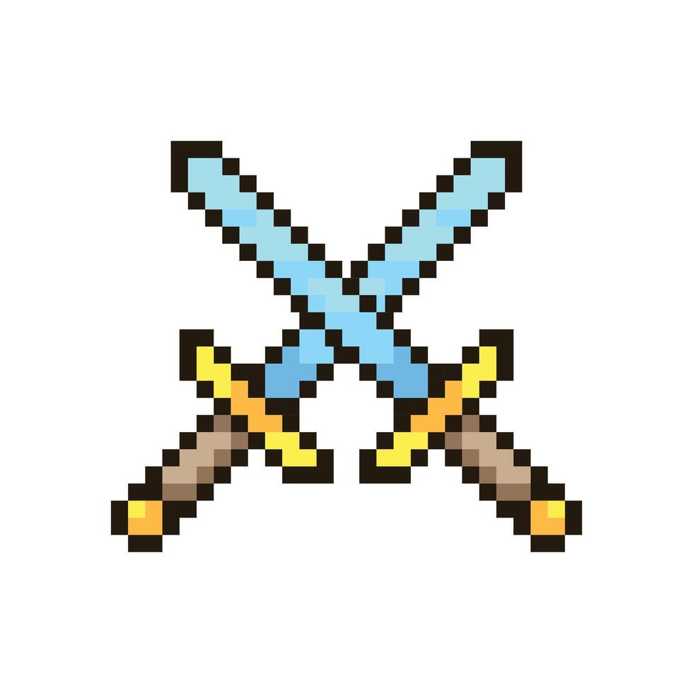 Two Swords Pixel Art Icon vector