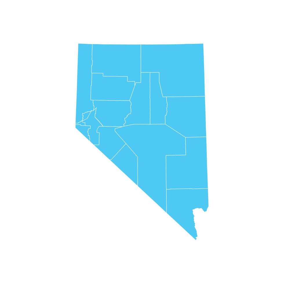 Nevada Blue Administrative Outline Map vector