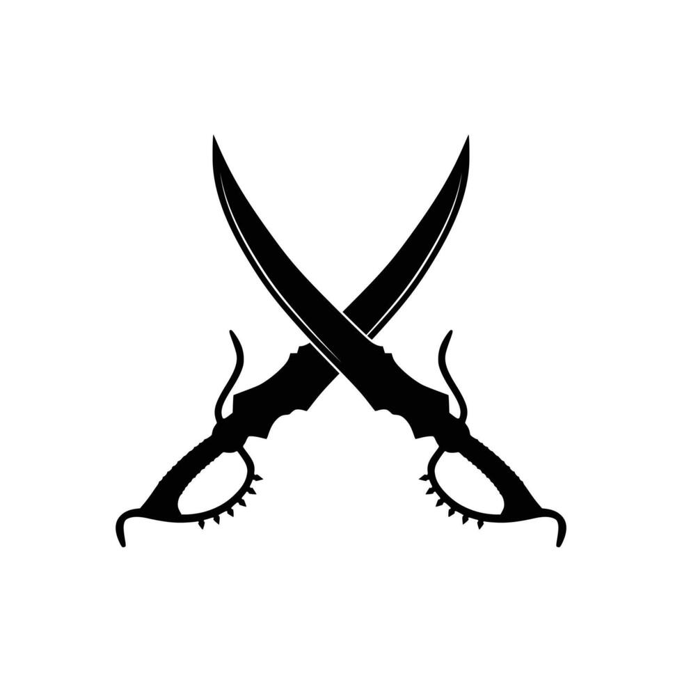Icon of crossed saber swords vector
