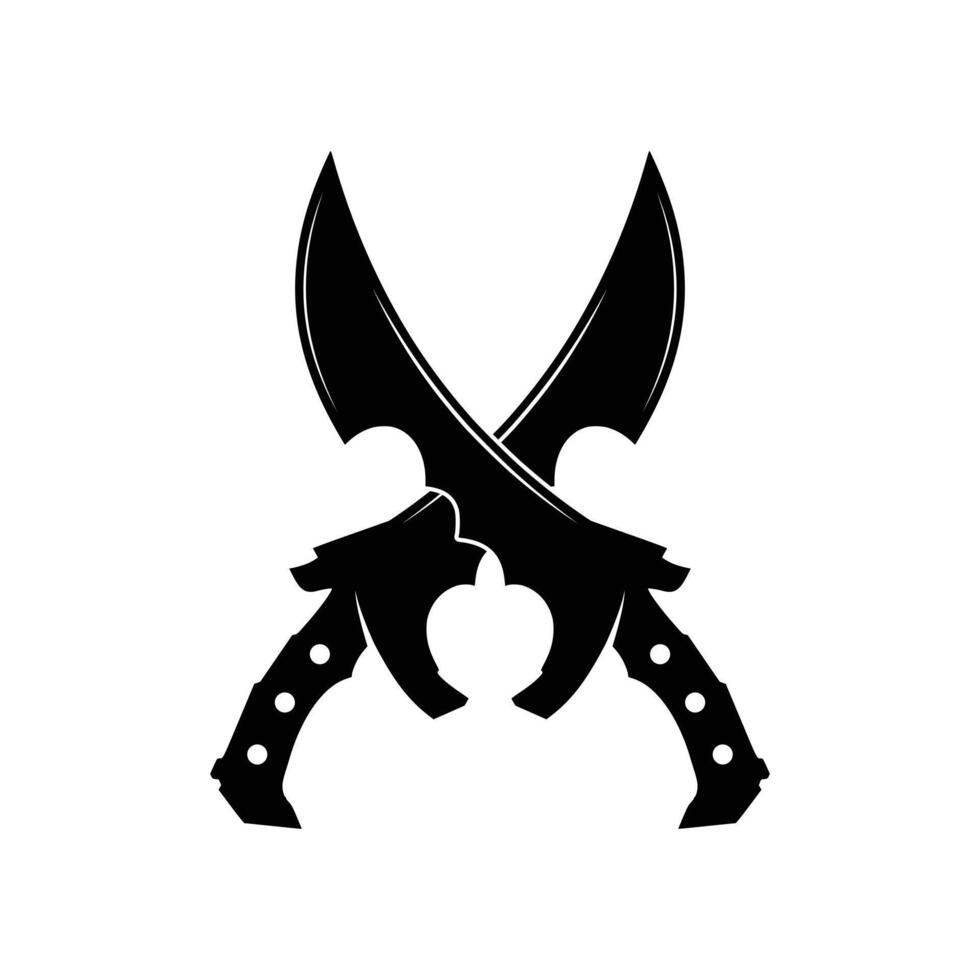 Sharp crossed scimitar saber icon vector