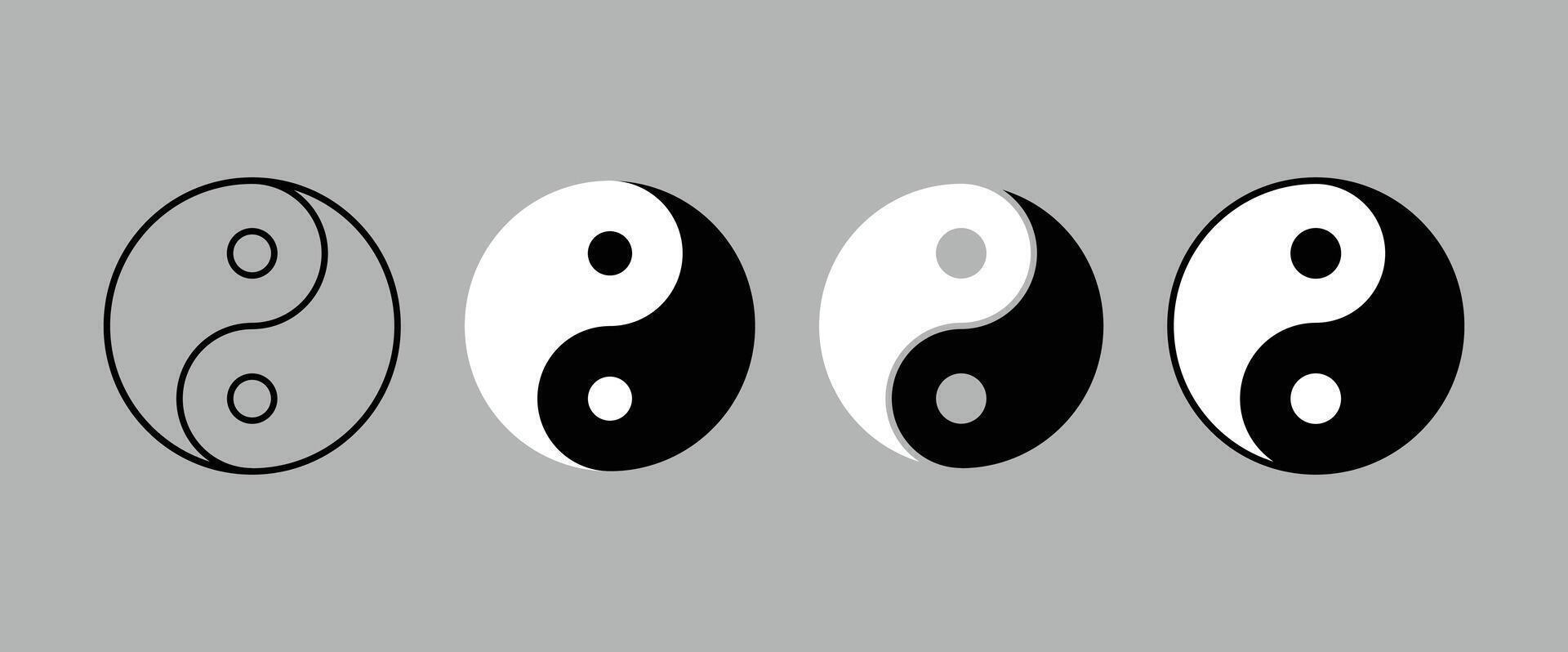 Yin Yang Symbol Balance Harmony Set vector
