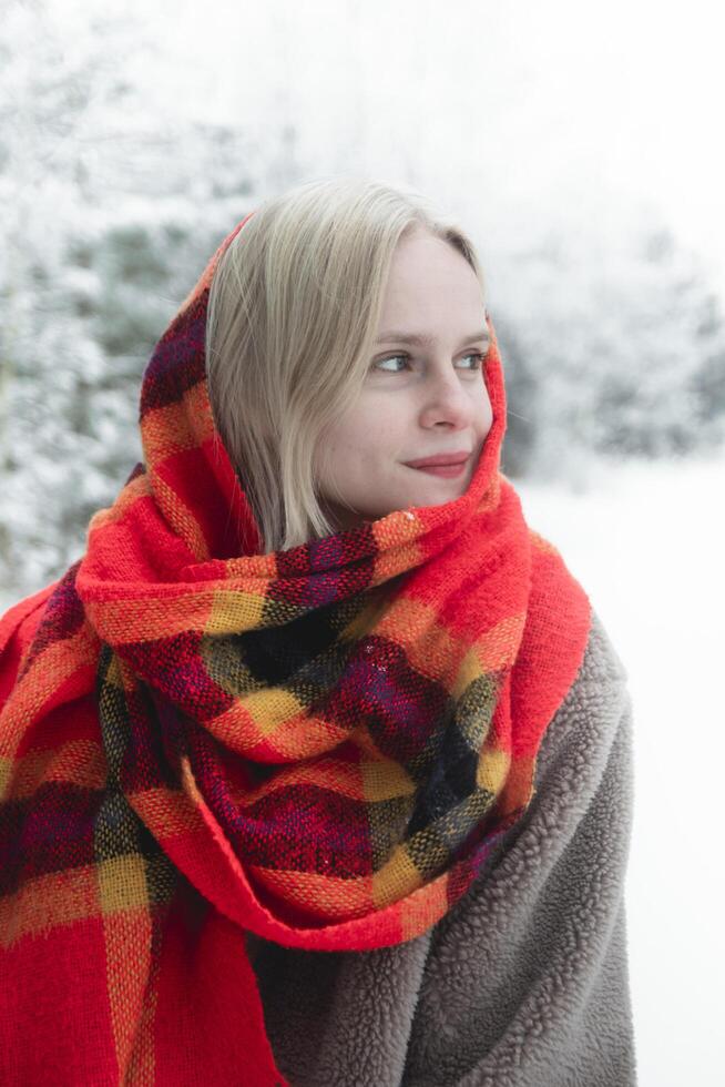 Smiling warmly in frozen nature photo
