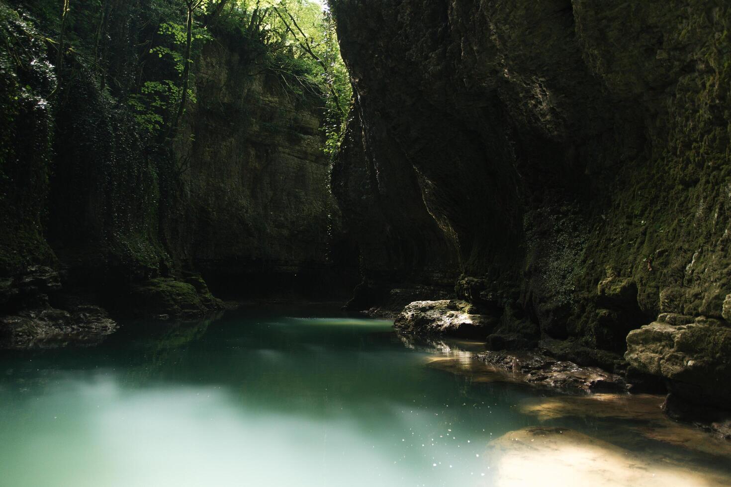 Waterfalls hidden deep in Georgian canyon photo