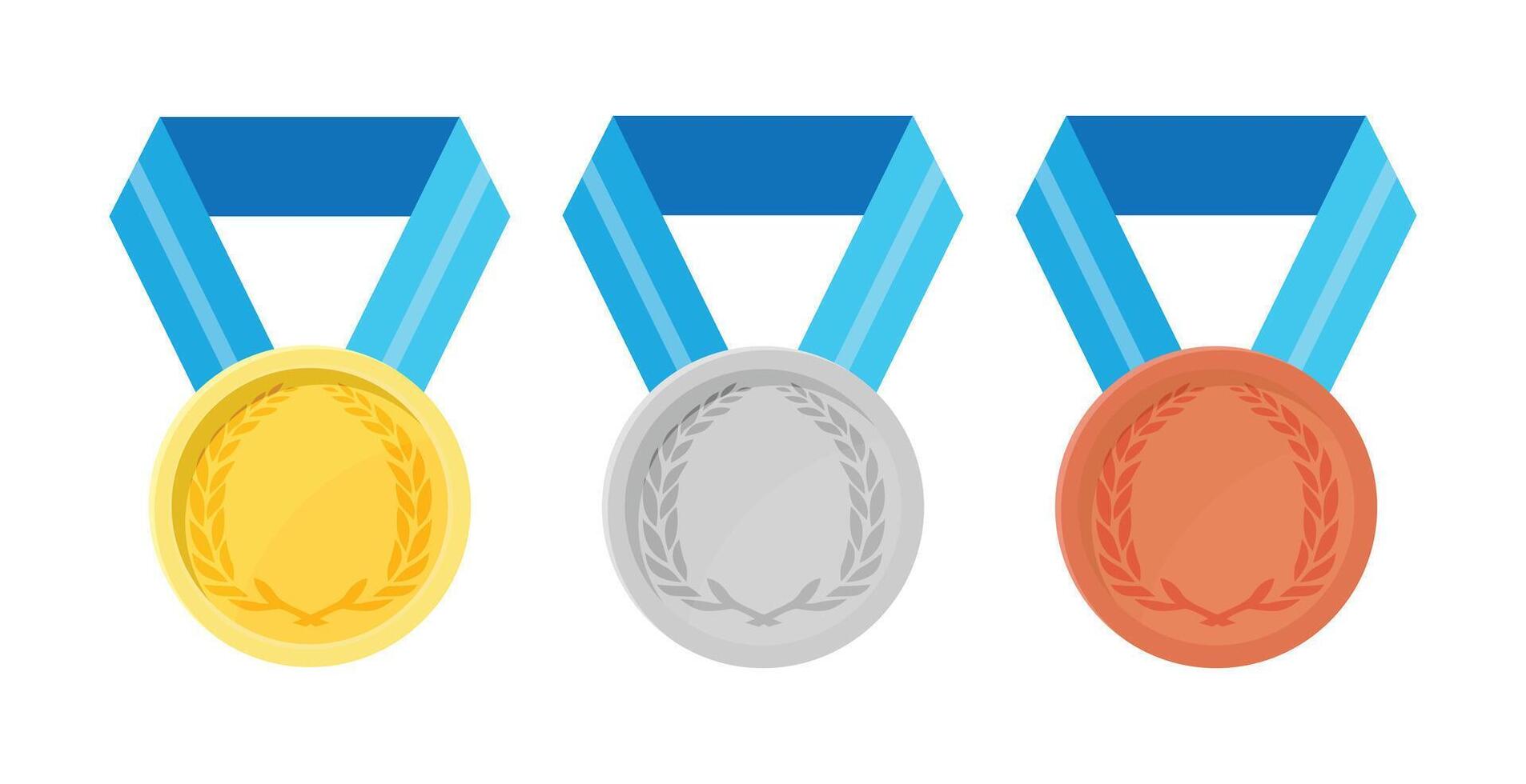 Golden Silver Bronze Blank Ribbon Set vector