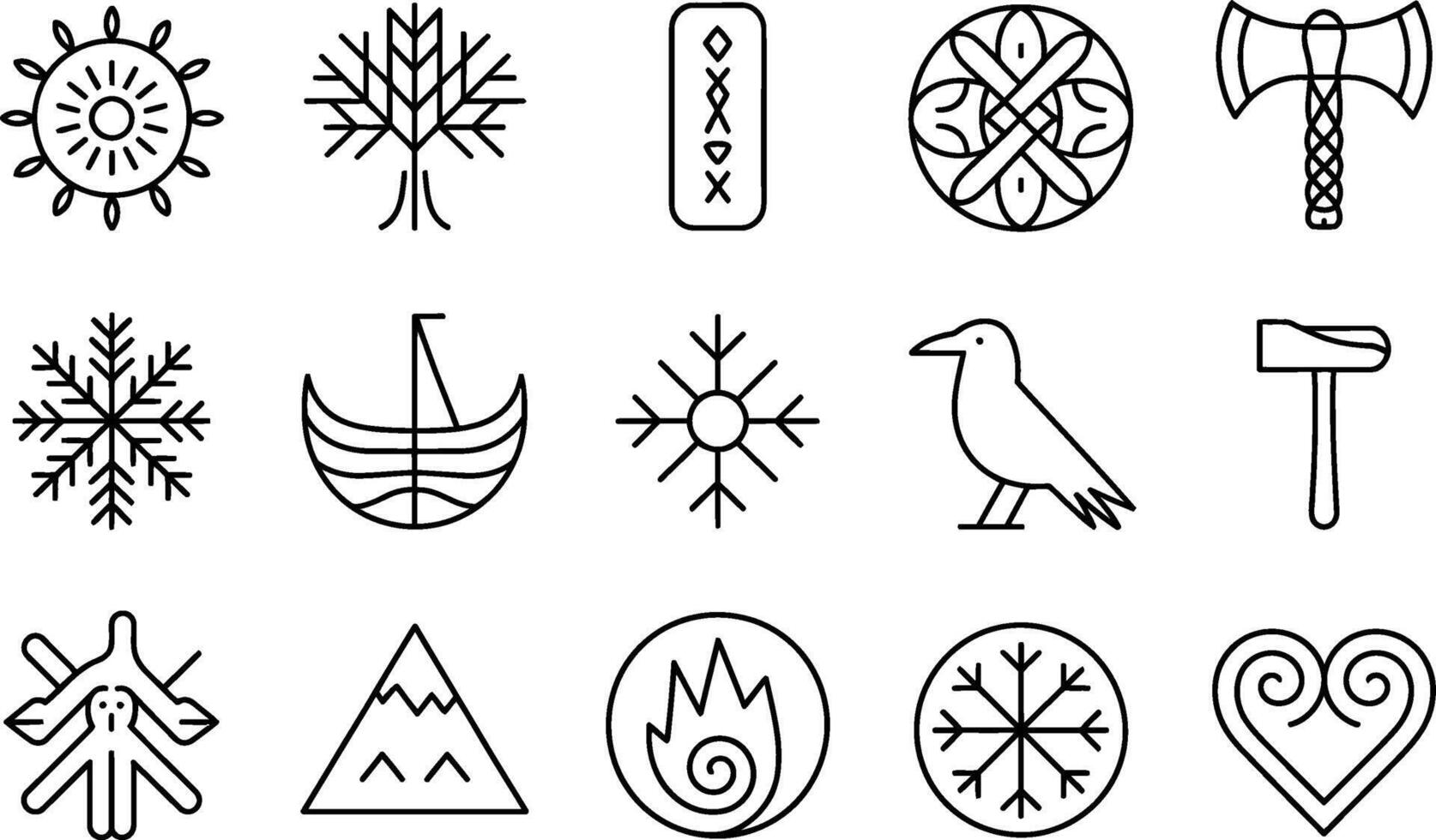 Black and White Viking Symbols and Icons Illustration vector