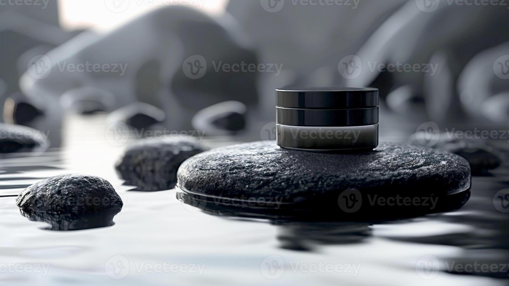 Skincare cream on a rock photo