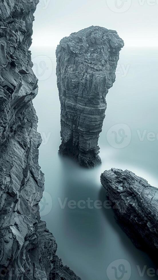 Unique rock formation by the sea photo