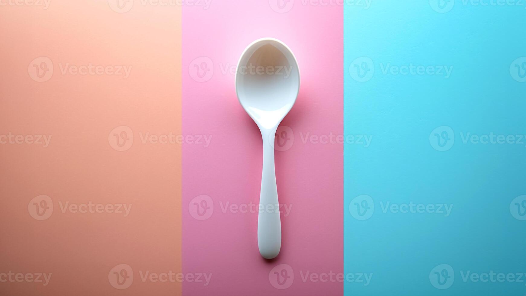 Spoon on Colorful Background. Kitchen Utensil, Minimalist Style. photo