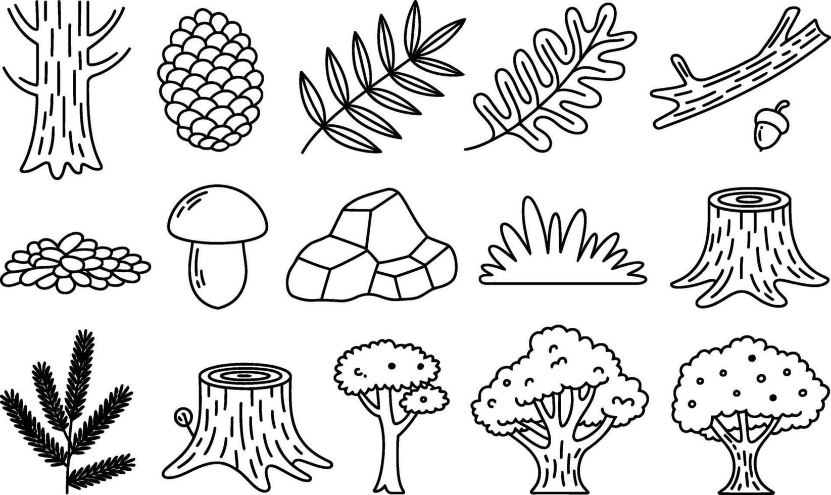 Black and White Forest Elements Illustration tree trees vector
