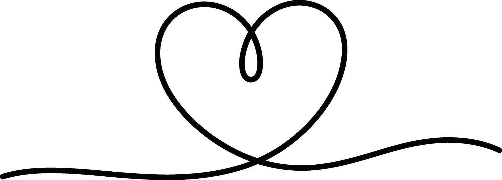 Black Line Heart Shape on White Background love symbol vector