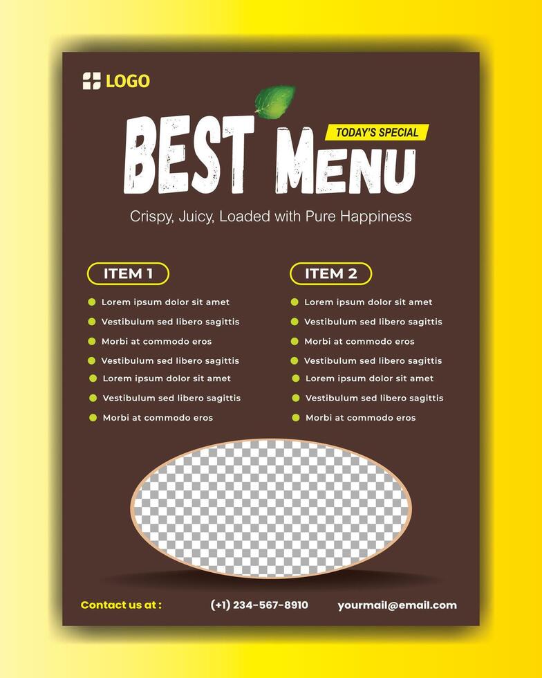 Crispy, Juicy, Loaded with Pure Happiness. Best juice or another item food chart. vector