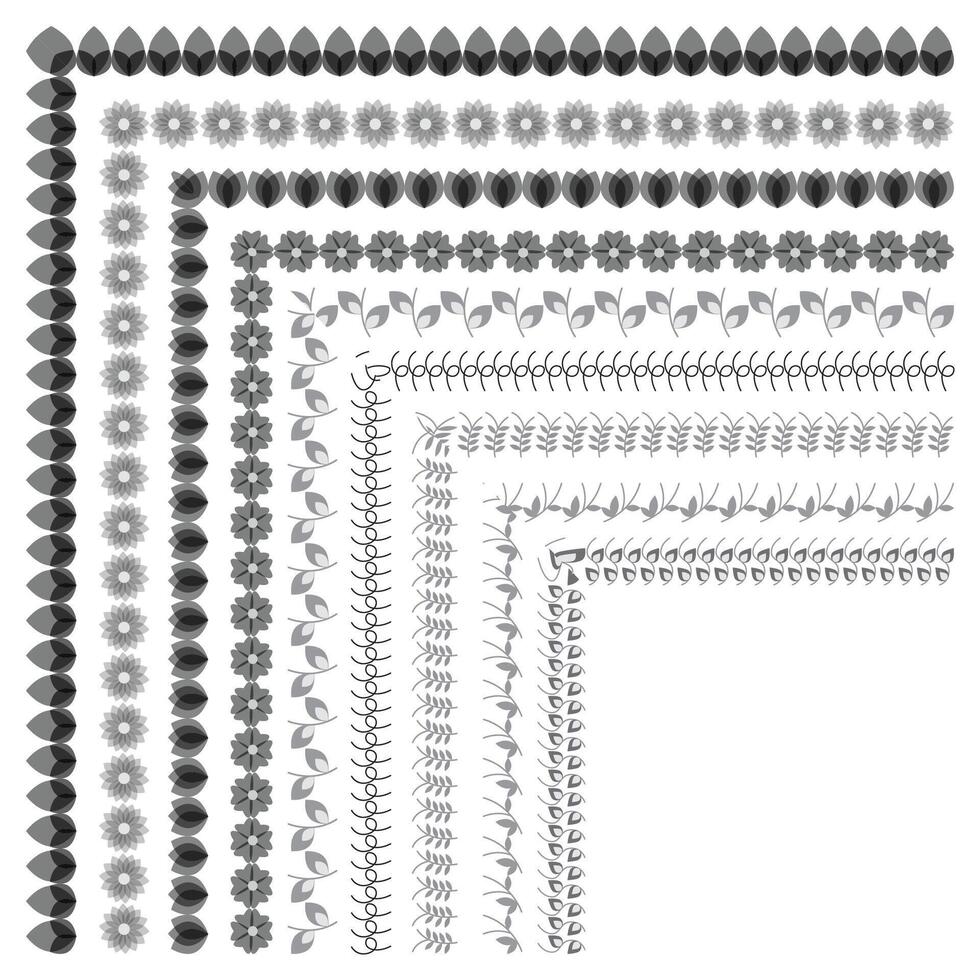 Illustrated flower Divider Lines for Border and Print. vector