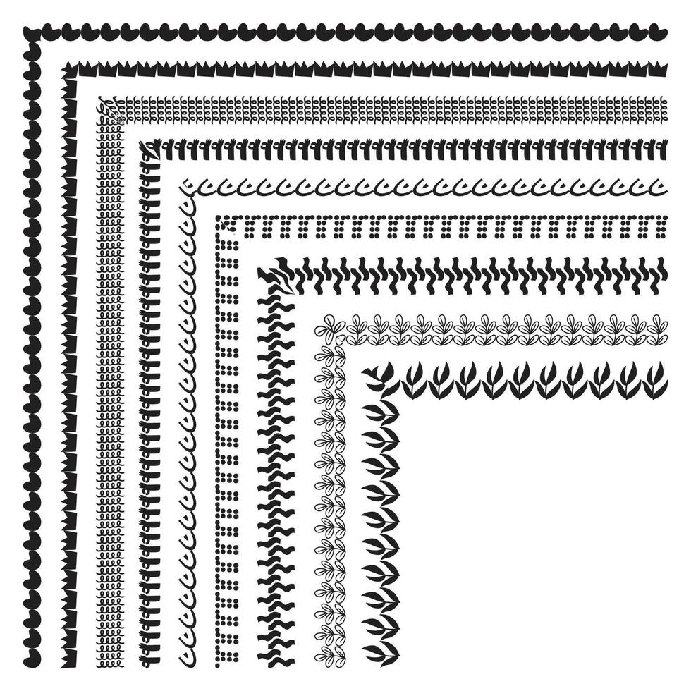 Retro Floral and Abstract Borders Pack Line Art Border Collection vector