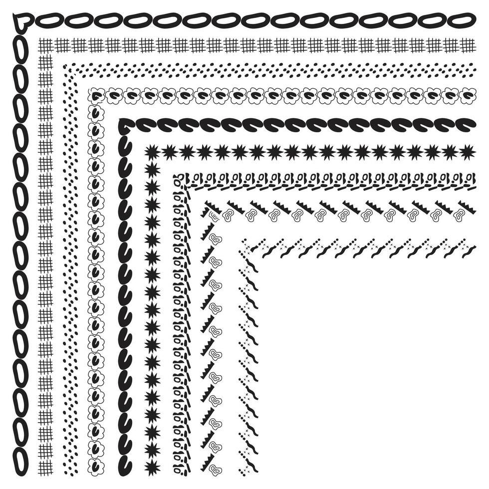 Modern Ethnic Style Seamless Borders Sketch Style Tattoo Line Borders vector