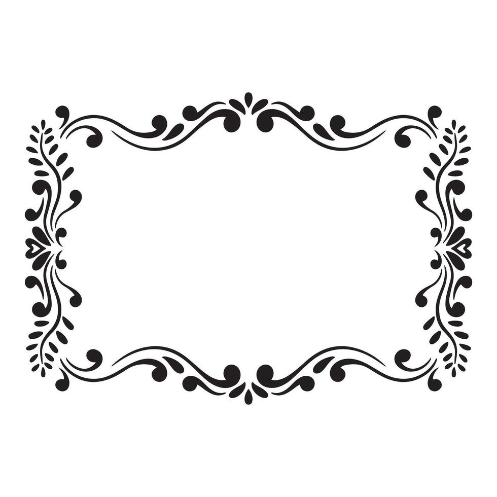 Decorative frame with decorative elements. Black and white illustration. vector