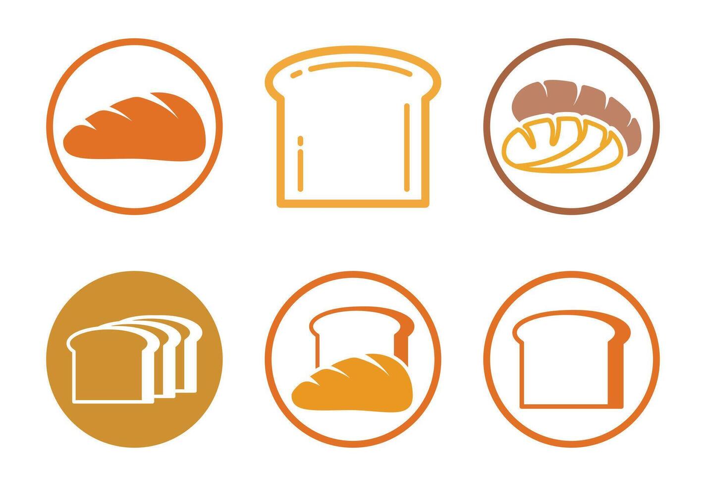 Warm-toned Bread Icons. Simple Line Art, Bakery Graphics, Food Illustration, Appetizing Design, Restaurant Menu, Website Assets. vector