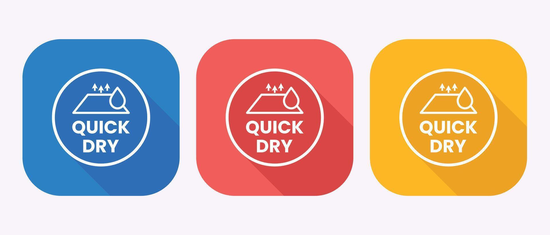 Quick dry fabric technology icon with water drop and arrows in blue red and yellow vector
