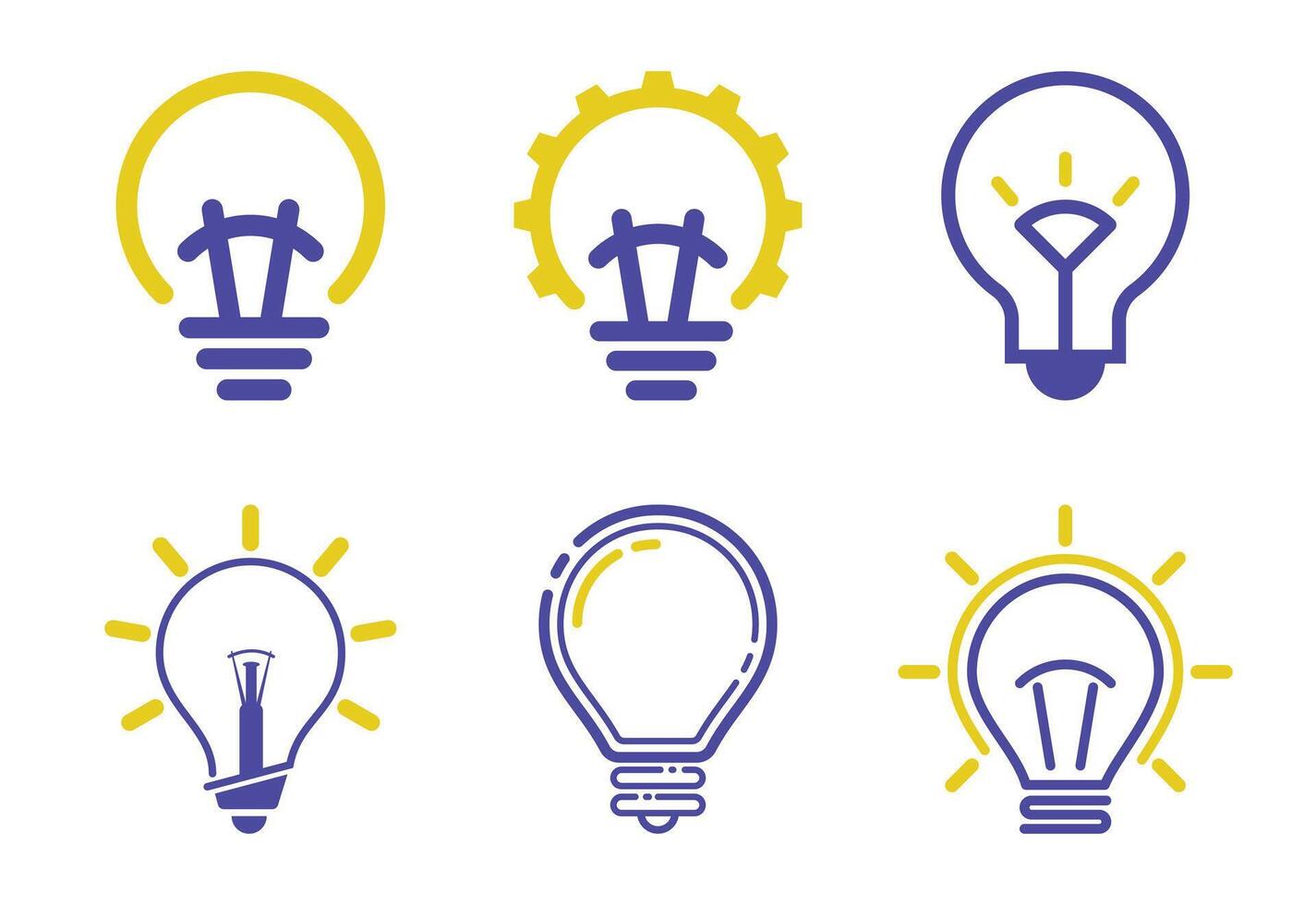 Collection of stylized light bulb icons representing innovation and ideas vector