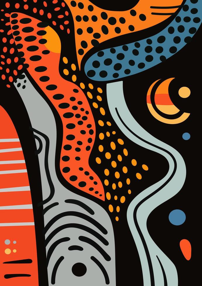 Psychedelic liquid abstraction. Scandinavian style of painting with geometric elements of texture. vector