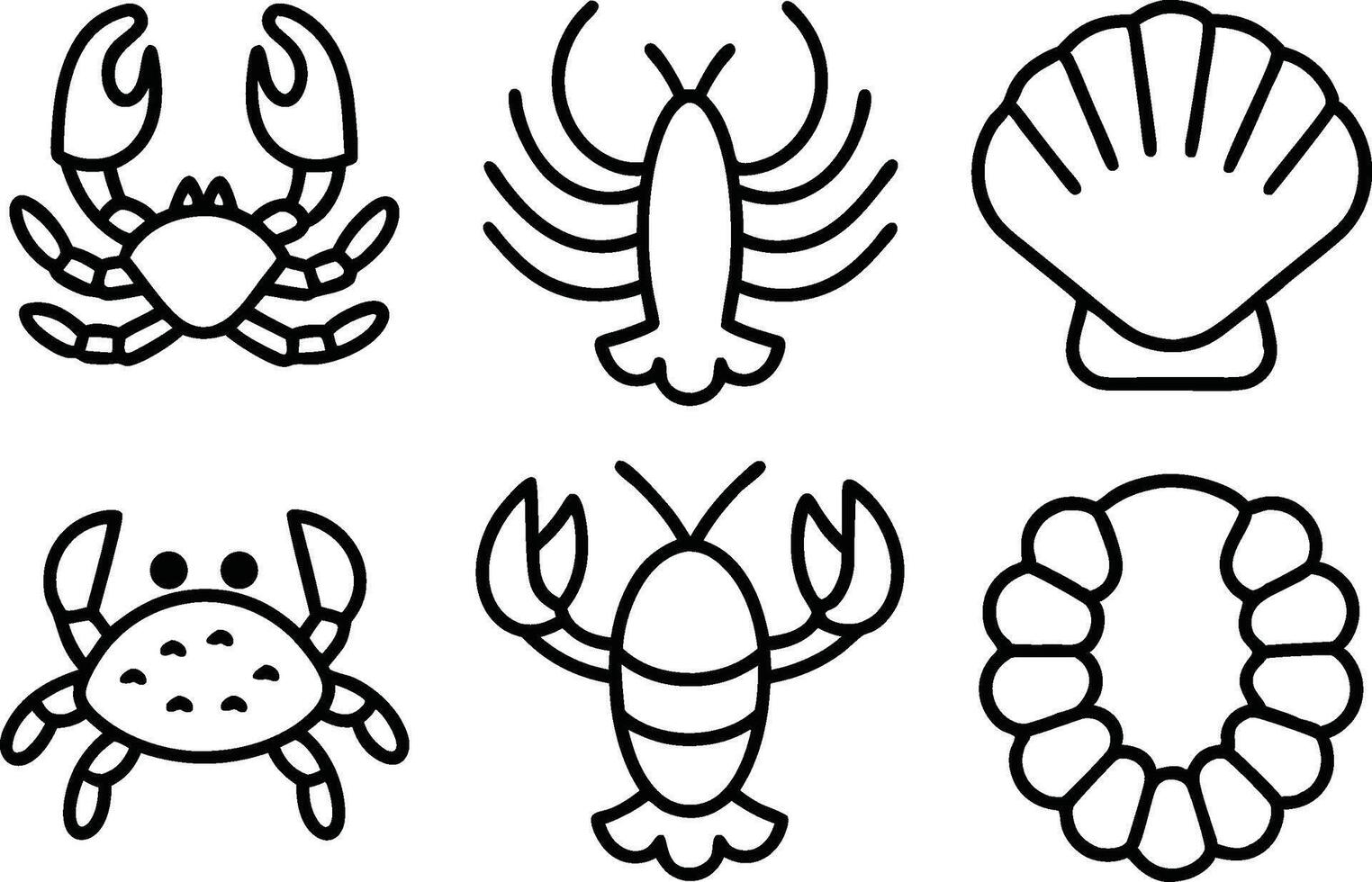 Seafood icons set vector