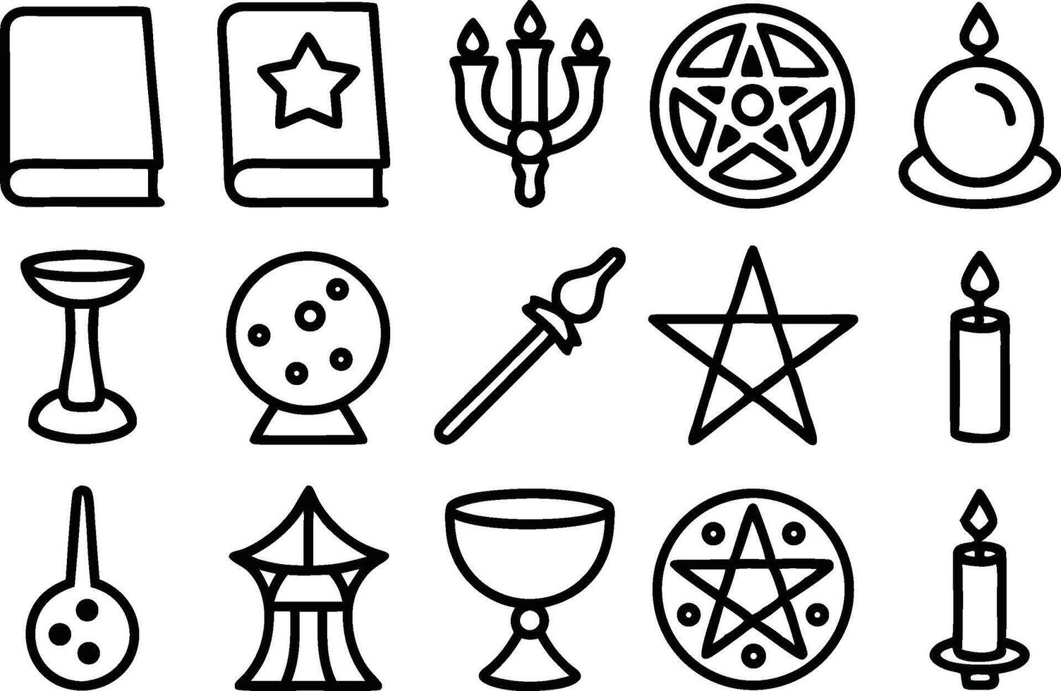 Wicca symbols set vector
