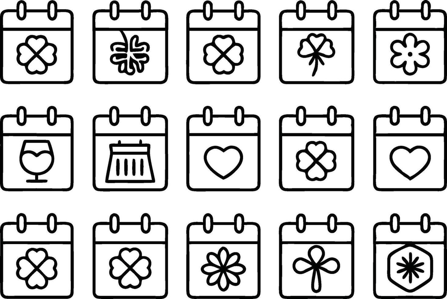 Calendar icons with shamrock and clover vector