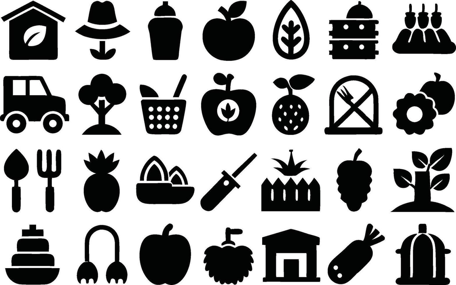 Various black and white icons of various objects vector