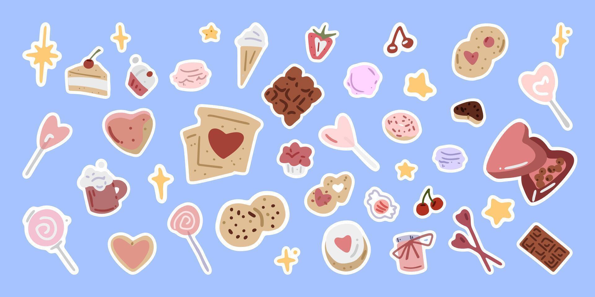 Sweet Dessert Elements Set vector