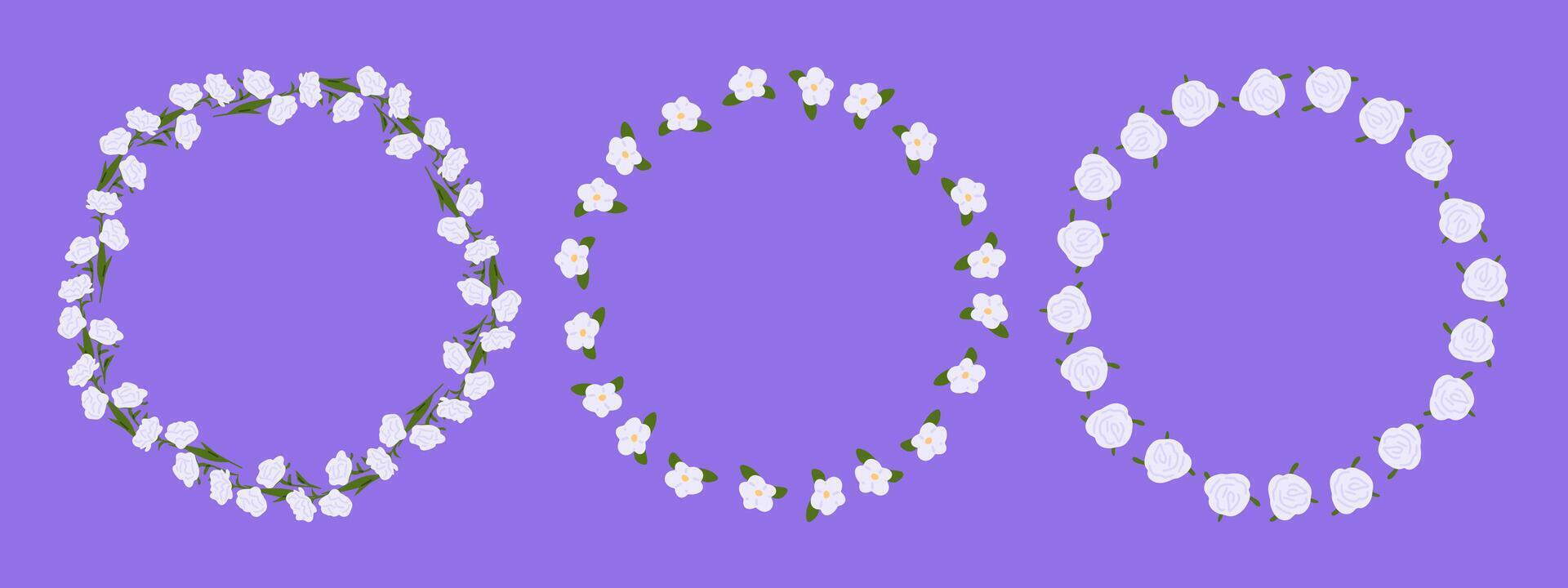 Elegant Wedding Floral Frame Set vector