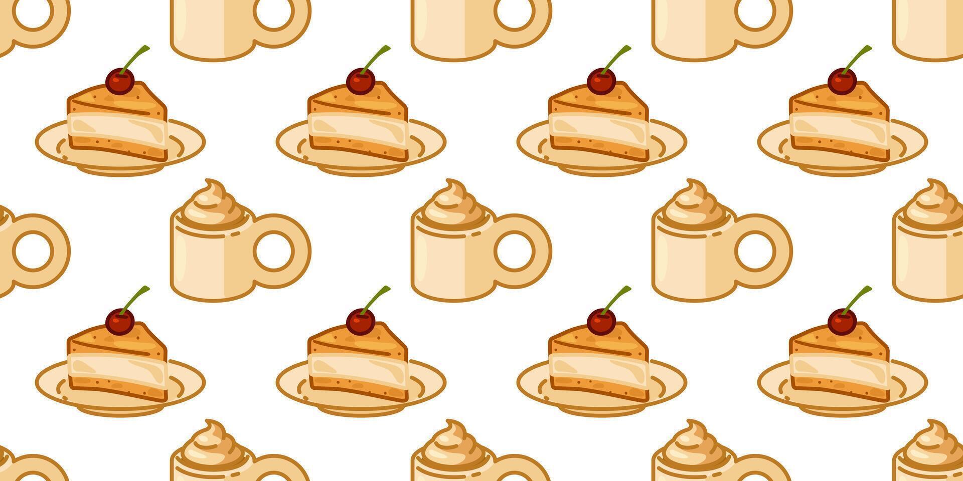 Seamless Cake Coffee Mug Pattern vector