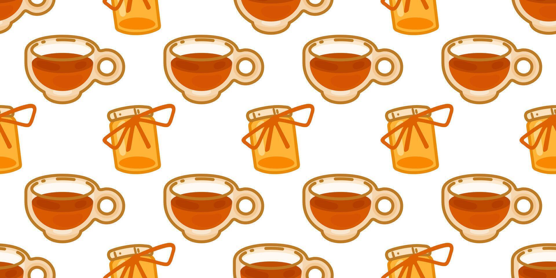 Seamless Tea Honey Jar Pattern vector