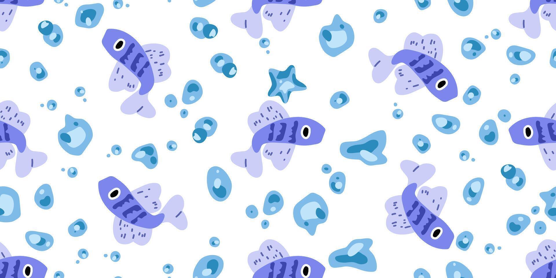 Playful Underwater Fish Seamless Pattern vector