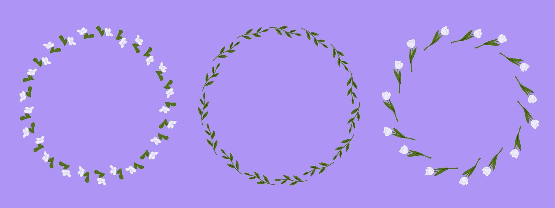 Wedding Floral Frame Wreath Set vector