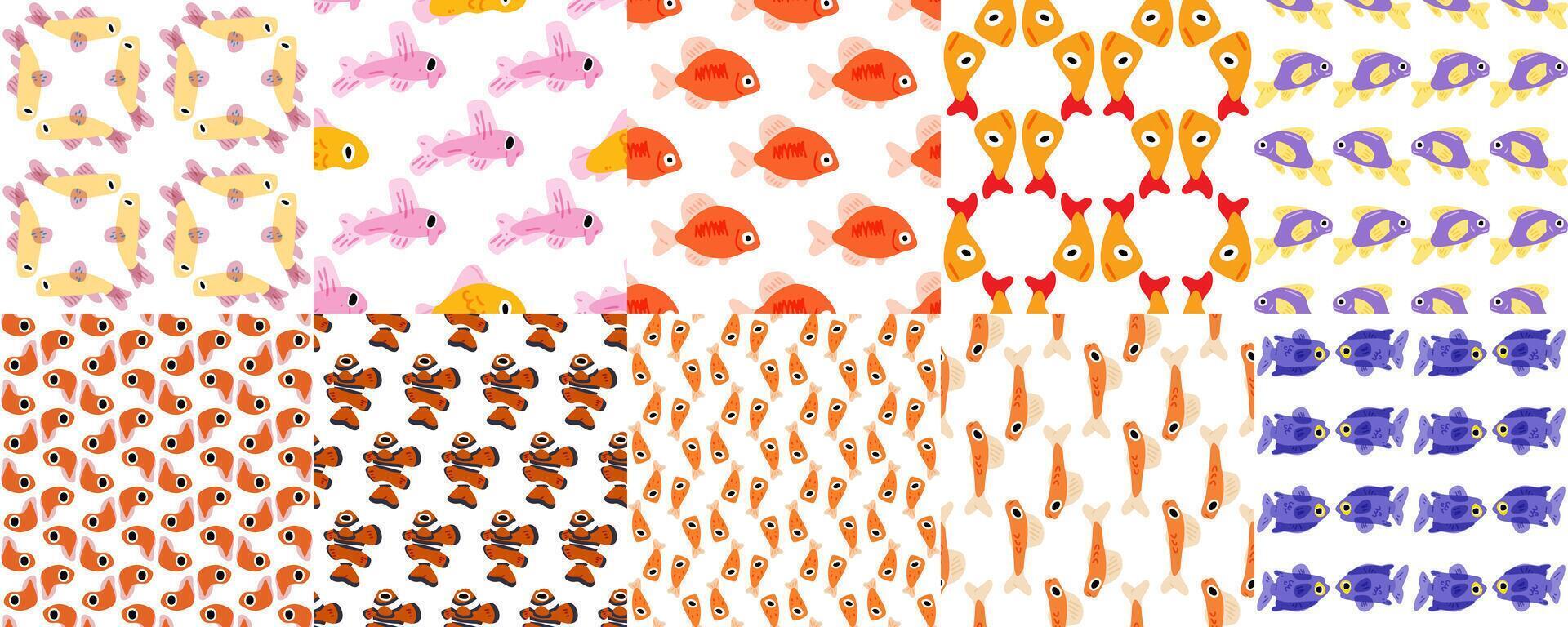 various colorful fish patterns vector