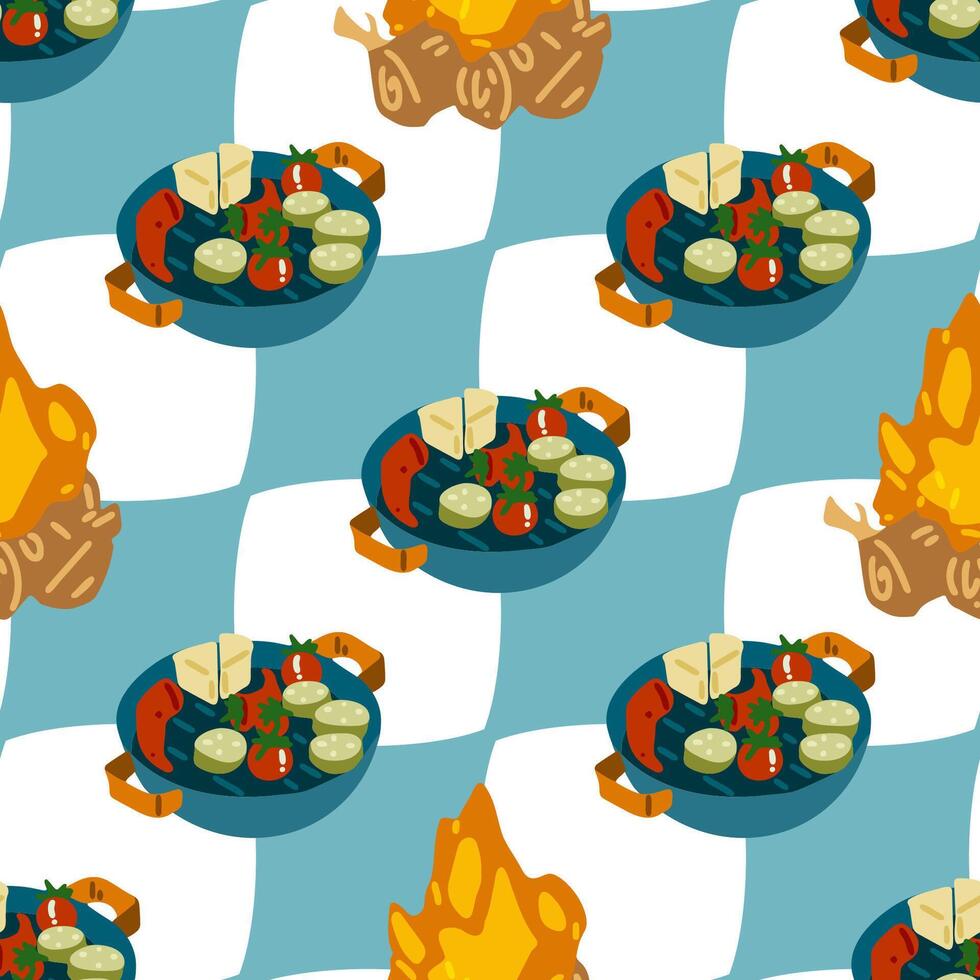 Campfire Picnic Food Pattern vector