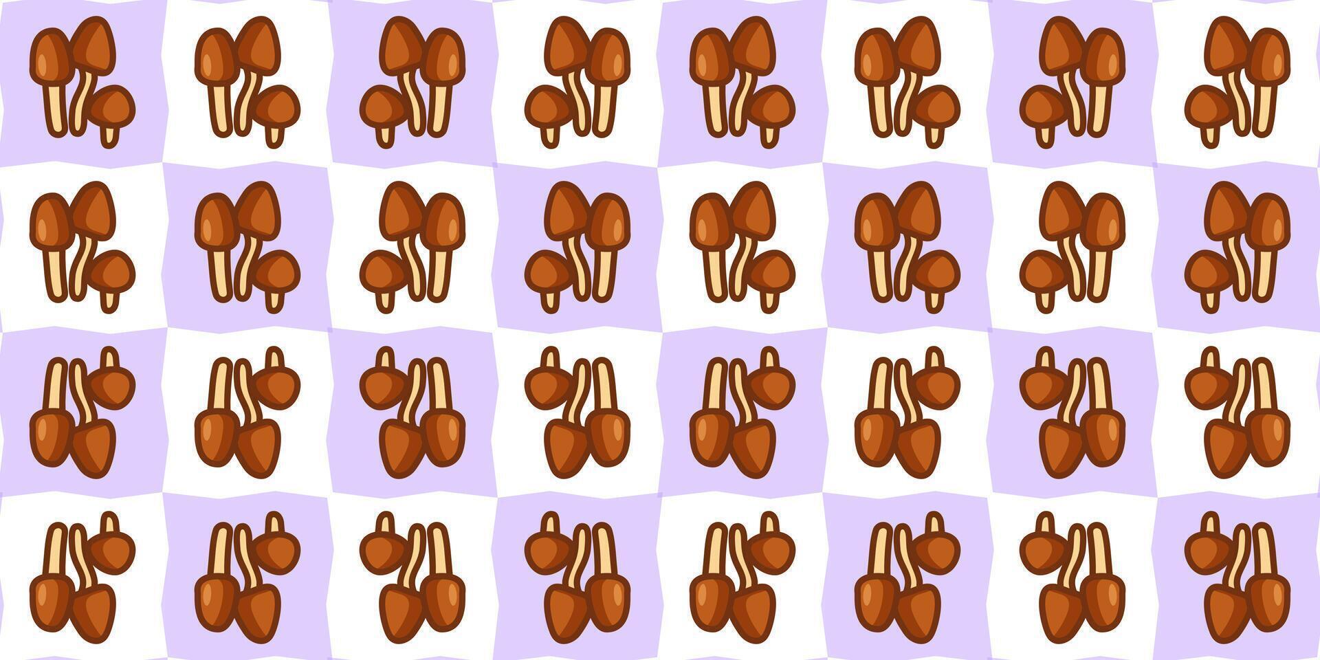 Mushroom Grid Autumn Pattern vector