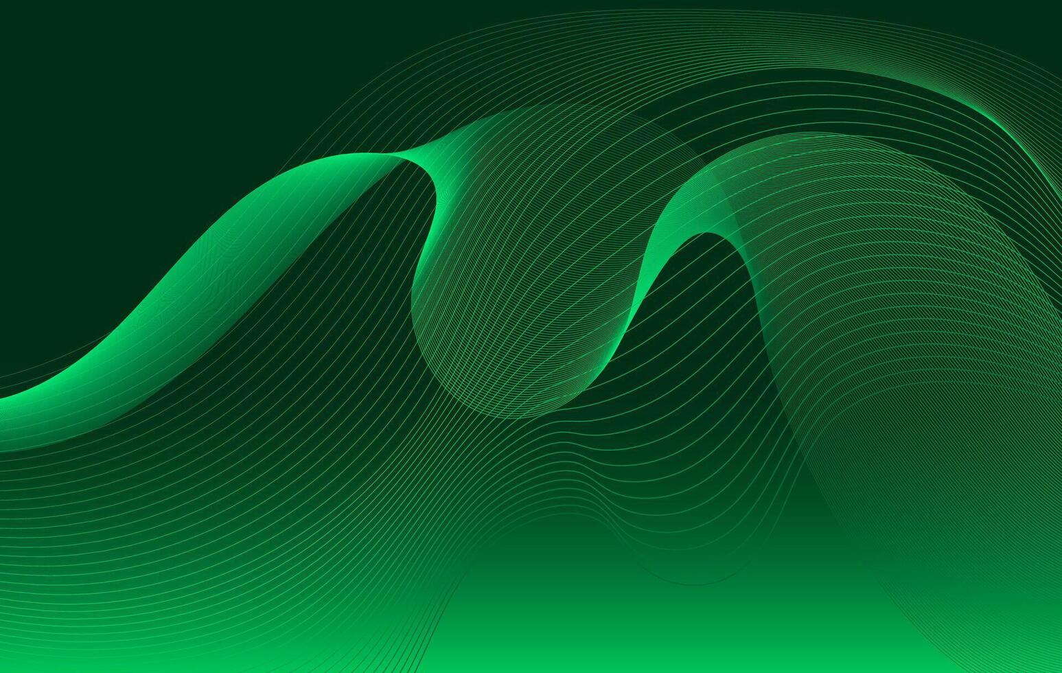 Abstract green wave background with dynamic flowing lines. Ideal for modern tech, digital design, or web banners vector