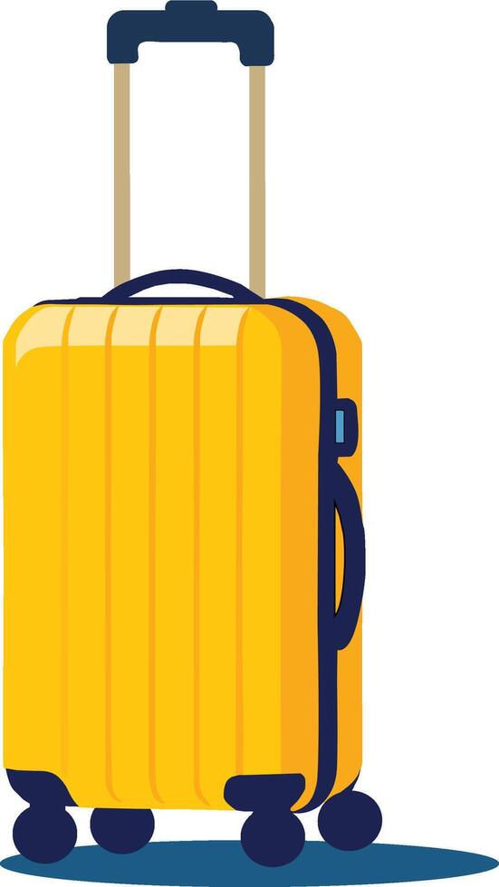 Yellow Travel Trolley Suitcase with Wheels and Handle vector