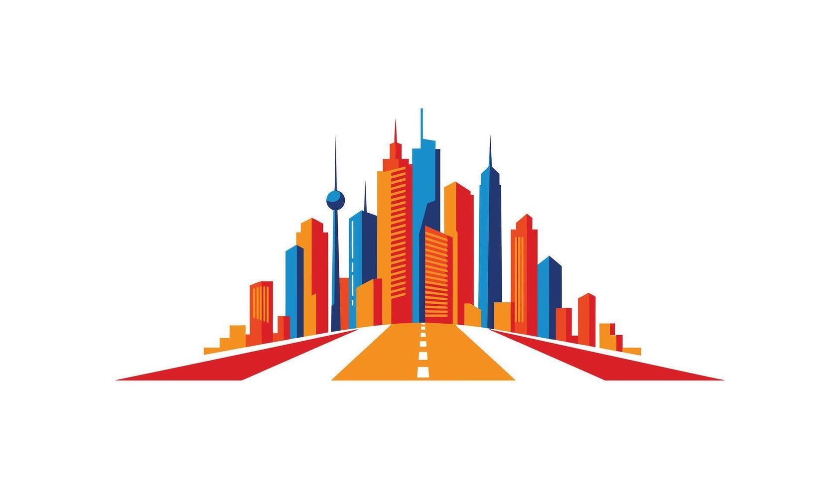 City skyline with skyscrapers and buildings. Modern city silhouette.illustration. vector