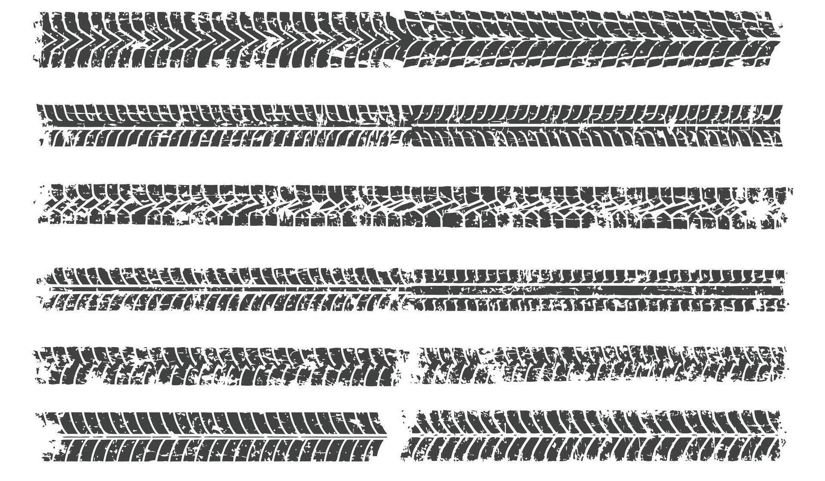 Tire tracks, a set of tread tracks. A frame made of tracks from a truck, a car with a grunge effect vector