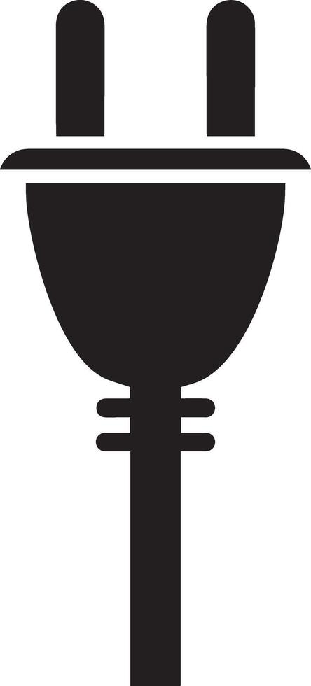 Of a simple black electrical plug icon isolated on white background vector