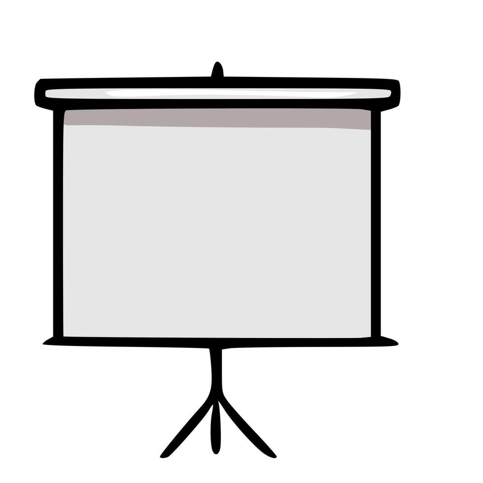 Simple illustration of a projector screen on a tripod stand, perfect for presentations or educational materials. vector