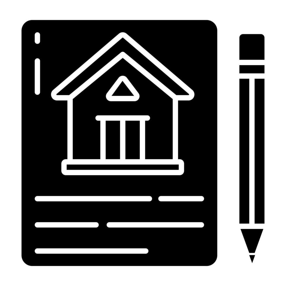 Editable glyph icon of contract paper vector