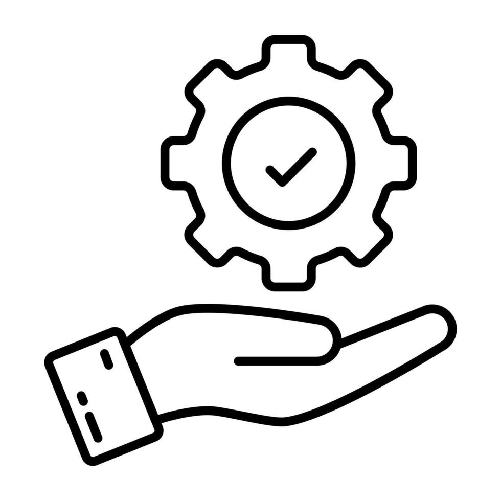 Gears on hand,Linear iconof service vector